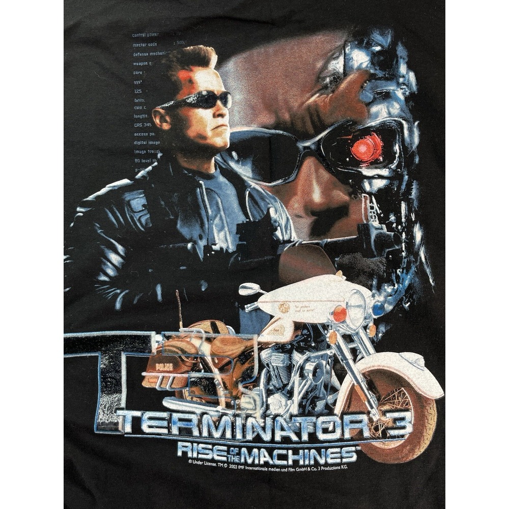VTG 2003 Indian Motorcycle‎ x Terminator 3 Mens L Shirt Graphic Print Black